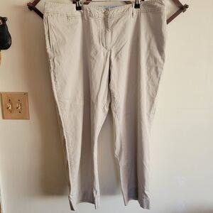 L.L. Bean Cotton Cropped Pant Trouser Cream White 20